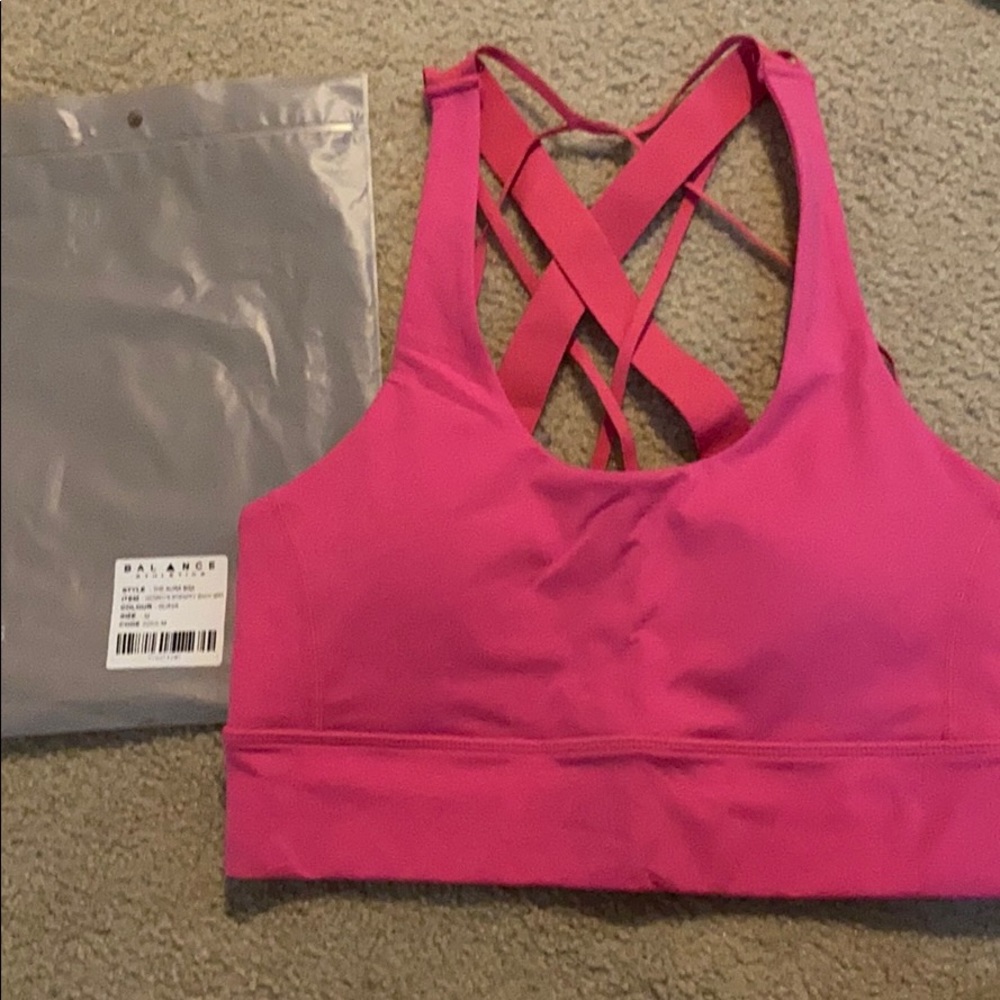 balance athletica aura bra pink guava